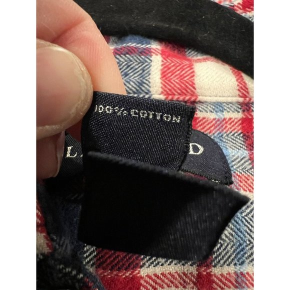 Lands' End Red Blue Plaid Button Up Shirt Men's Size Large L - Picture 6 of 6